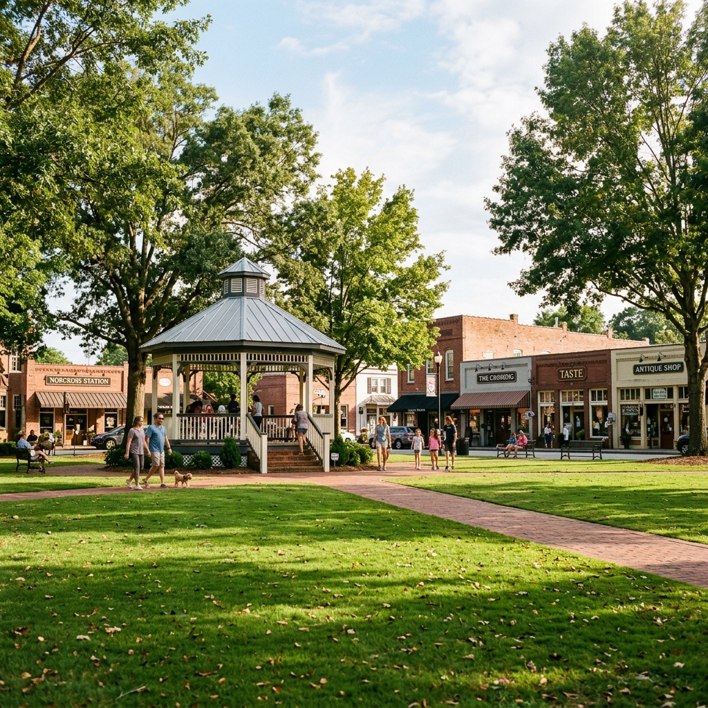 Norcross Georgia community and tree-lined streets
