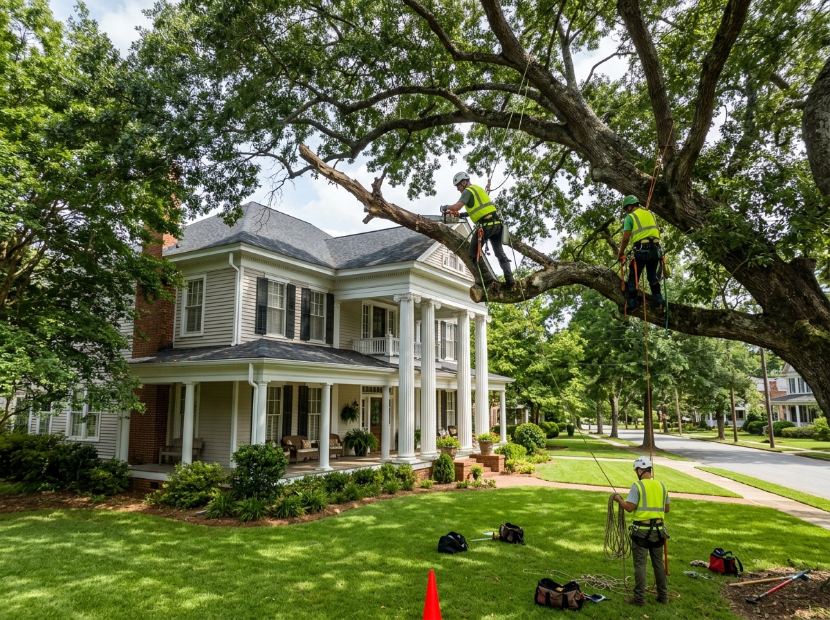 Historic Savannah square with massive live oak trees draped in Spanish moss