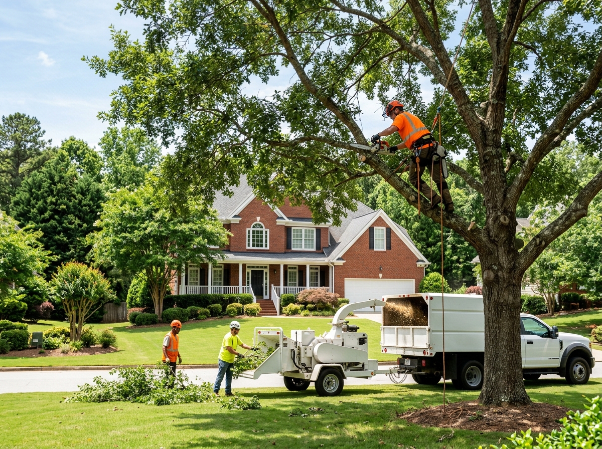 Tree-lined residential street in Tyrone Georgia with spacious lots