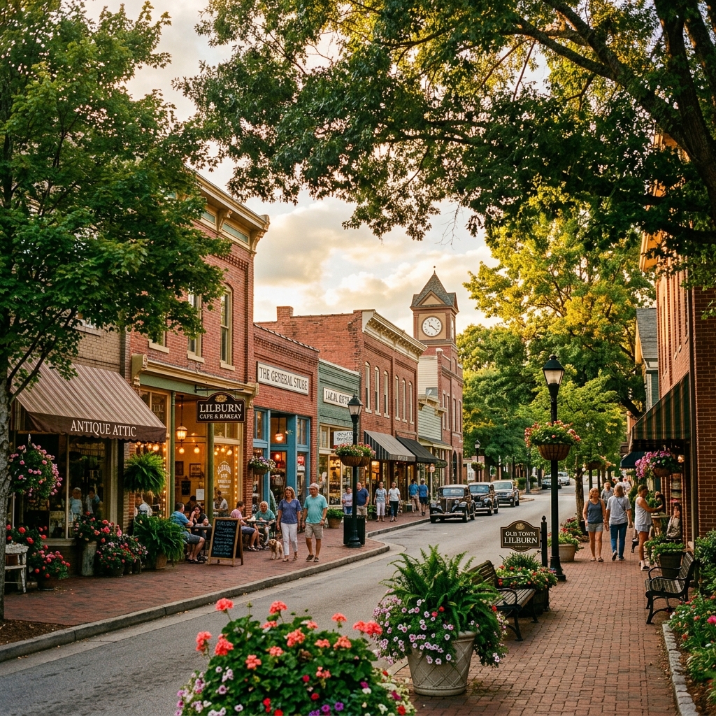 Old Town Lilburn with mature trees