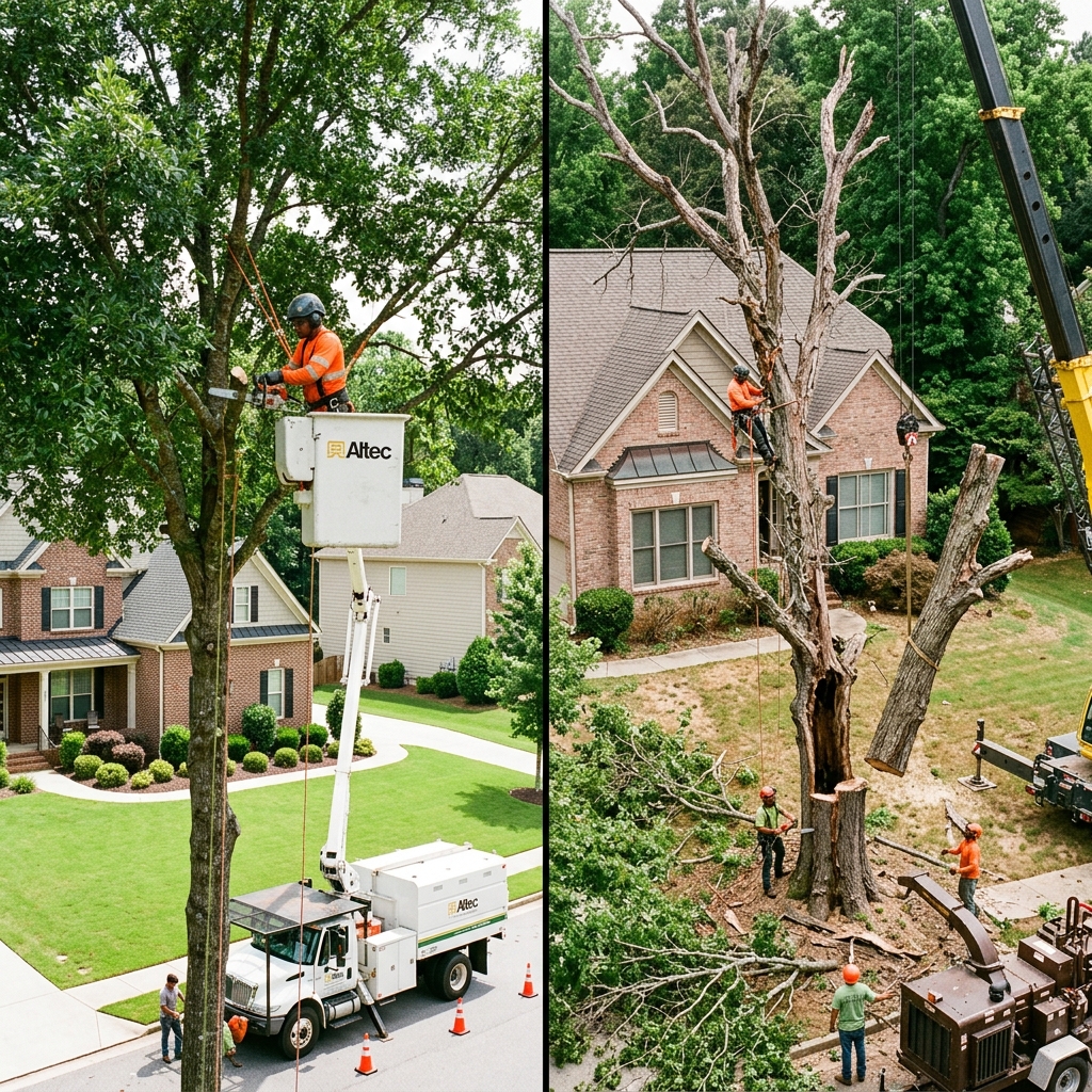Tree trimming versus removal comparison