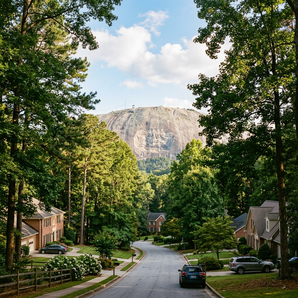 Stone Mountain Georgia neighborhood and trees